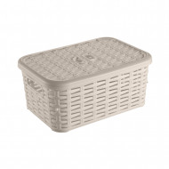 CAJA DE ALMACENAMIENTO RATTAN DE PLÁSTICO CON TAPA COLORES SURTIDOS (28,5x20x12,5cm) 6L