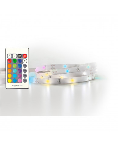 KIT TIRA LED RGB 1M CON MANDO Y TRANSFORMADOR RECORTABLE Y ENLAZABLE 7hSevenOn BL.1
