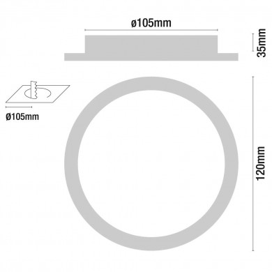 DOWNLIGHT LED EXTRAPLANO REDONDO BLANCO 8W 600LM 4000K 25000H D120MM 7hSevenOn BL.1
