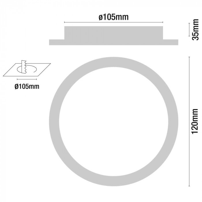 DOWNLIGHT LED EXTRAPLANO REDONDO ALUMINIO MATE 8W 600LM 4000K 25000H D120MM 7hSevenOn BL.1
