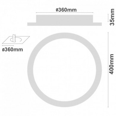 DOWNLIGHT LED SUPERFICIE REDONDO BLANCO 22W 1900LM D300MM 7hSevenOn Deco CJ.1 
