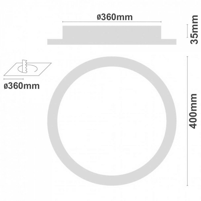 DOWNLIGHT LED SUPERFICIE REDONDO BLANCO 22W 1900LM D300MM 7hSevenOn Deco CJ.1 
