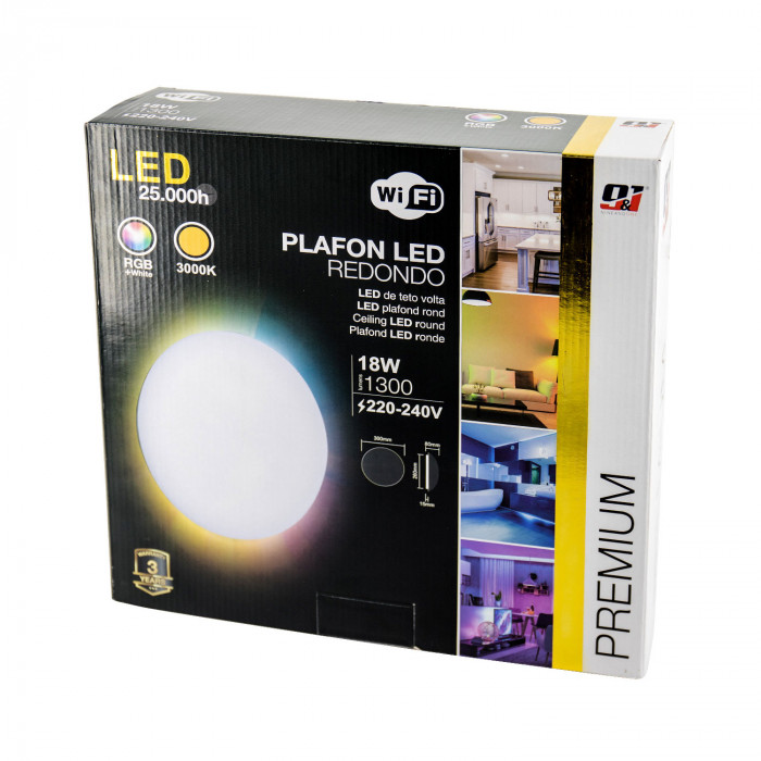 PLAFÓN WIFI 18W 1300lm 3000K+RGB 25000H IP20 7hSevenOn Premium CJ.1