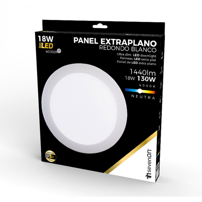 PANEL EXTRAPL. LED SMD REDONDO BLANCO 18W 4000K 1440lm 120º 225*20mm 40000H 1Primer Leader CJ.1