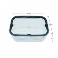 PACK 10 RECIPIENTE HERMETICO RECTANGULAR CON TAPA CLICK BLANCO PURO COLORES SURTIDOS (22x16,5x9cm) 2L