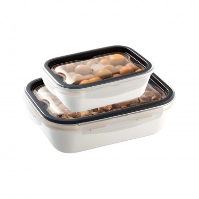 SET 2 PIEZAS RECIPIENTES HERMETICOS CON TAPA CLICK BLANCO PURO COLORES SURTIDOS (0,45L+1L) SET 2 PIEZAS RECIPIENTES HERMETICOS CON TAPA CLICK BLANCO PURO COLORES SURTIDOS (0,45L+1L)