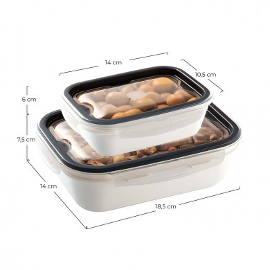 SET 2 PIEZAS RECIPIENTES HERMETICOS CON TAPA CLICK BLANCO PURO COLORES SURTIDOS (0,45L+1L) SET 2 PIEZAS RECIPIENTES HERMETICOS CON TAPA CLICK BLANCO PURO COLORES SURTIDOS (0,45L+1L)