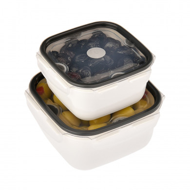 SET 2 PIEZAS RECIPIENTES HERMÉTICOS CON TAPA CLICK CUADRADAS BLANCO PURO COLORES SURTIDOS (0,4L+0,7L) SET 2 PIEZAS RECIPIENTES HERMÉTICOS CON TAPA CLICK CUADRADAS BLANCO PURO COLORES SURTIDOS (0,4L+0,7L)
