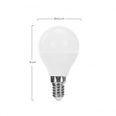 BOMBILLA LED ESFERICA G45 E14 6W (40W) 470LM 3000K 15000H Raydan Home BL.1
