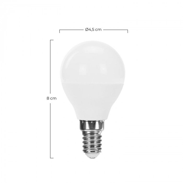 BOMBILLA LED ESFERICA G45 E14 6W (40W) 470LM 3000K 15000H Raydan Home BL.1
