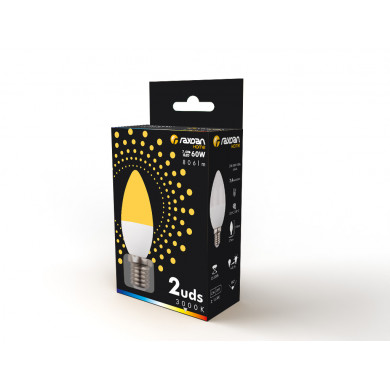 LED SMD VELA PLAST 7,4W (60W) 806LM E14 180º 3000K 15.000H RAYDAN HOME CJ.2