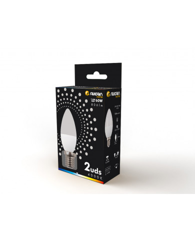 LED SMD VELA PLAST 7,4W (60W) 806LM E14 180º 4000K 15.000H RAYDAN HOME CJ.2