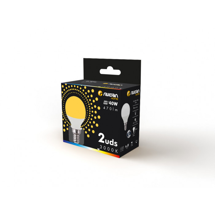LED SMD ESFERICA PLAST 6W (40W) 470LM E14 180º 3000K 15000H RAYDAN HOME CJ.2