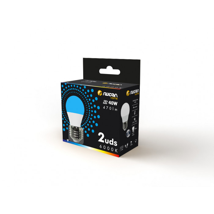 LED SMD ESFERICA PLAST 6W (40W) 470LM E27 180º 6000K 15000H RAYDAN HOME CJ.2