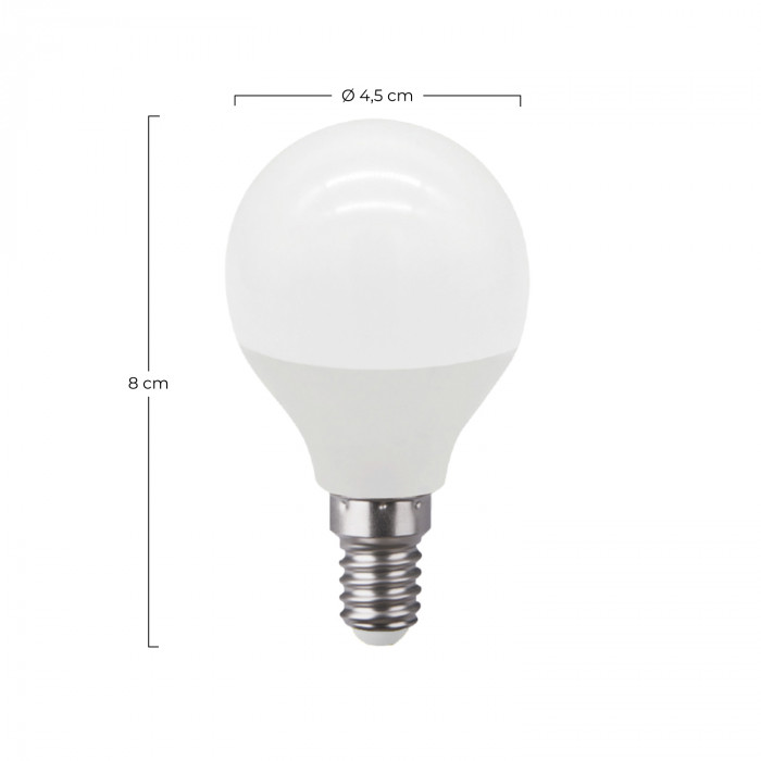 LED SMD ESFERICA PLAST 7,4W (60W) 806LM E14 180º 3000K 15.000H RAYDAN HOME CJ.2