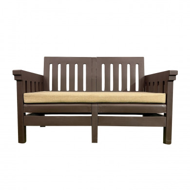 CONJUNTO DE JARDÍN PALMA MARRÓN MESA+SOFÁ+2 SILLAS RATÁN CJ.1