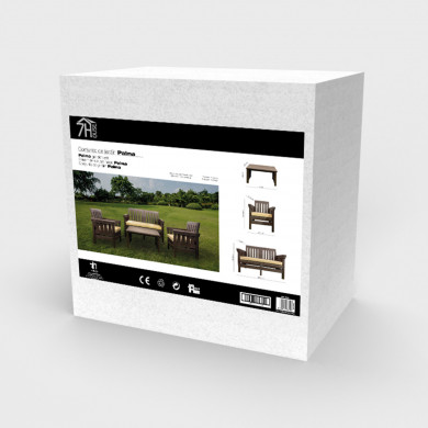 CONJUNTO DE JARDÍN PALMA MARRÓN MESA+SOFÁ+2 SILLAS RATÁN CJ.1