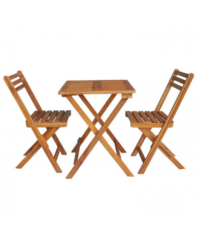 CONJUNTO BALCÓN 1 MESA + 2 SILLAS ECO MADERA DE ACACIA 60x60x74/38x51x82cm CJ.1 SEVEN HOUSE