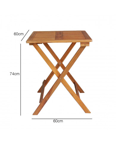 CONJUNTO BALCÓN 1 MESA + 2 SILLAS ECO MADERA DE ACACIA 60x60x74/38x51x82cm CJ.1 SEVEN HOUSE