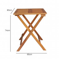 CONJUNTO BALCÓN 1 MESA + 2 SILLAS ECO MADERA DE ACACIA 60x60x74/38x51x82cm CJ.1 SEVEN HOUSE