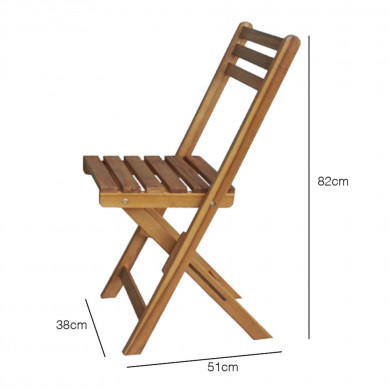 CONJUNTO BALCÓN 1 MESA + 2 SILLAS ECO MADERA DE ACACIA 60x60x74/38x51x82cm CJ.1 SEVEN HOUSE