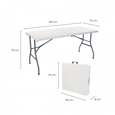 MESA PLEGABLE BLANCA RECTANGULAR 1,5m 7HOUSE CJ.1