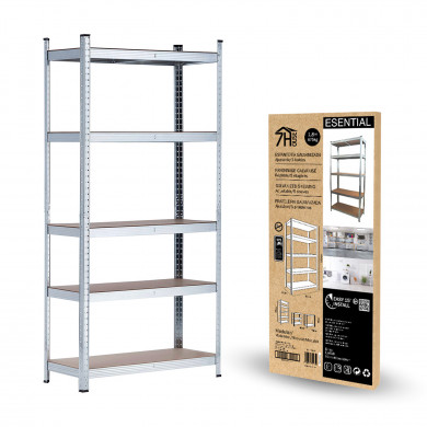 ESTANTERÍA GALVANIZADA 5 BALDAS AJUSTABLES 175KG. 1800x900x400mm