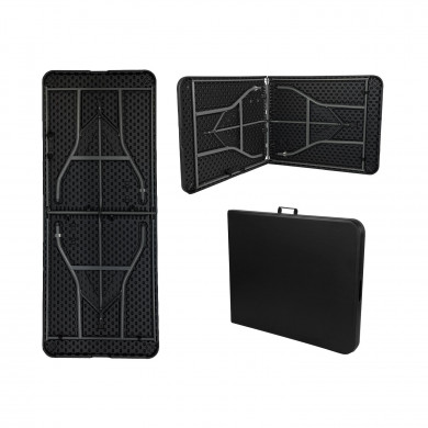 MESA PLEGABLE RECTANGULAR NEGRA 180x74x74cm GARDEN HOUSE GARAGE 91 CJ.1