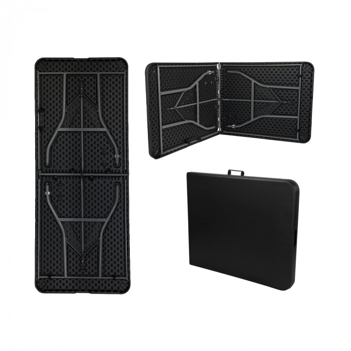 MESA PLEGABLE RECTANGULAR NEGRA 180x74x74cm GARDEN HOUSE GARAGE 91 CJ.1