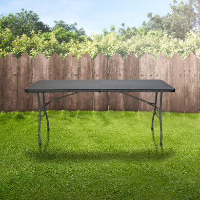 MESA PLEGABLE RECTANGULAR NEGRA 180x74x74cm GARDEN HOUSE GARAGE 91 CJ.1