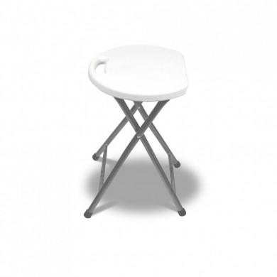Taburete Redondo Plegable Blanco 30x45cm