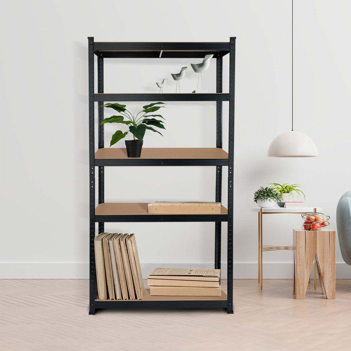 ESTANTERÍA NEGRA 5 BALDAS AJUSTABLES. 175KG. 180x90x40cm 7HOUSE