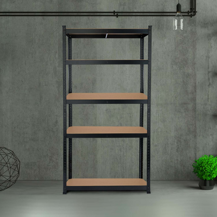 MegaPack 10 Estanterías Modulares Negras con 5 Baldas Ajustables 180x90x40cm 875Kg GH91