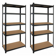 Pack 2 Estanterías Modulares y 1 Estantería Esquinera Galvanizadas 5 Baldas Ajustables GH91