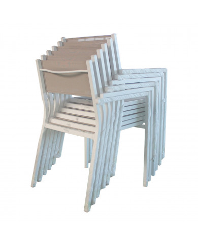 CONJUNTO ALUMINIO MESA EXT. 74x160/240x90cm + 6 SILLAS CON BRAZOS 81x54x59cm 7HOUSE