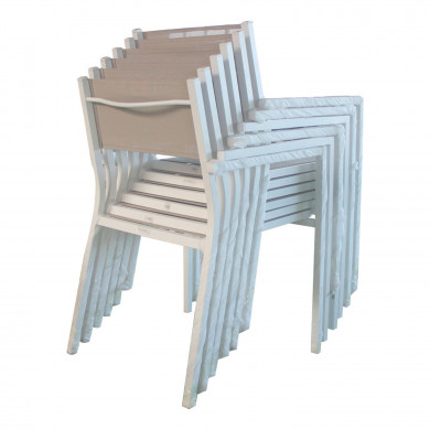 CONJUNTO ALUMINIO MESA EXT. 74x160/240x90cm + 6 SILLAS CON BRAZOS 81x54x59cm 7HOUSE