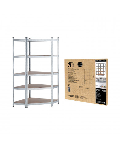 ESTANTERÍA ESQUINERA GALVANIZADA 5 BALDAS AJUSTABLES 7HOUSE CJ.1