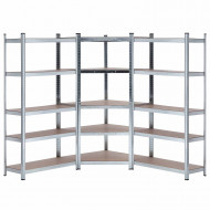 Pack 2 Estanterías Modulares y 1 Estantería Esquinera Negras 5 Baldas Ajustables GH91