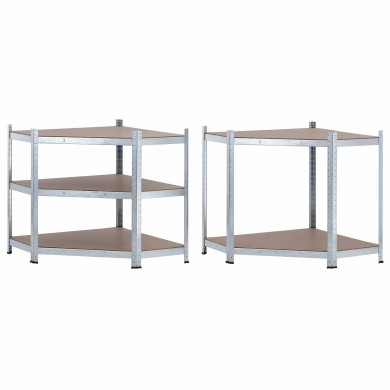 Pack 2 Estanterías Modulares y 1 Estantería Esquinera Galvanizadas 5 Baldas Ajustables GH91