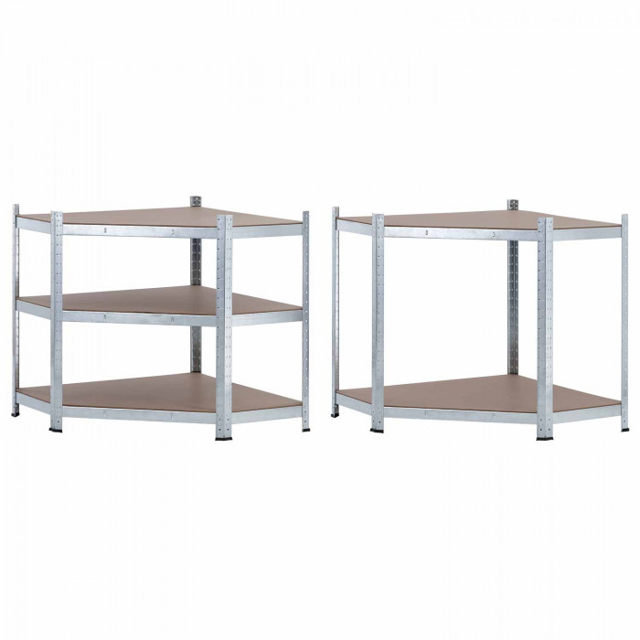 Pack 2 Estanterías Modulares y 1 Estantería Esquinera Galvanizadas 5 Baldas Ajustables GH91
