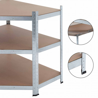 Pack 2 Estanterías Modulares y 1 Estantería Esquinera Galvanizadas 5 Baldas Ajustables GH91