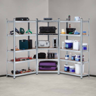 Pack 2 Estanterías Modulares y 1 Estantería Esquinera Galvanizadas 5 Baldas Ajustables GH91