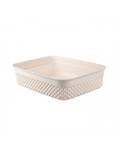 CESTA RESINA RECTANGULAR BAJA CREMA (24,5x19,5x6,5cm) 2,2L 7HOUSE