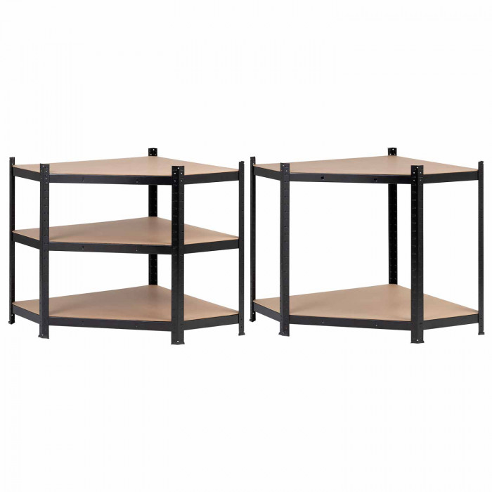 Pack 2 Estanterías Modulares y 1 Estantería Esquinera Negras 5 Baldas Ajustables GH91