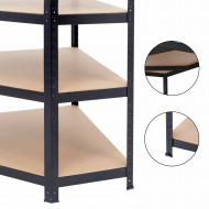 Pack 2 Estanterías Modulares y 1 Estantería Esquinera Negras 5 Baldas Ajustables GH91