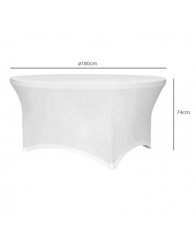 FUNDA PARA MESA REDONDA DE 180x74cm BLANCA RDM Basica BS.1