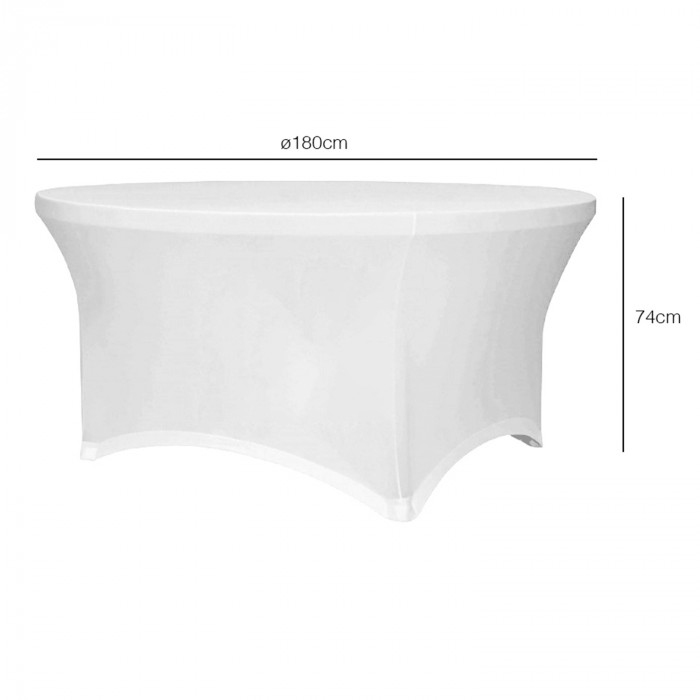 FUNDA PARA MESA REDONDA DE 180x74cm BLANCA RDM Basica BS.1