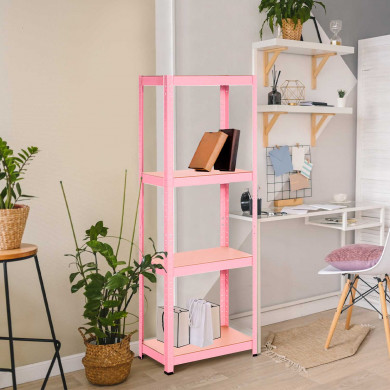 ESTANTERÍA 4 BALDAS AJUSTABLES ROSA 60KG 60x30Xx148cm RDM CJ.1 7HOUSE