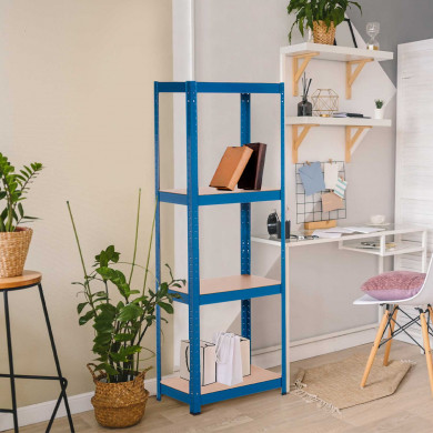 ESTANTERÍA 4 BALDAS AJUSTABLES AZUL 60KG 60x30Xx148cm RDM CJ.1 7HOUSE