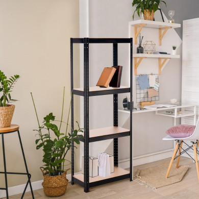 ESTANTERÍA 4 BALDAS AJUSTABLES NEGRA 60KG 60x30Xx148cm RDM CJ.1